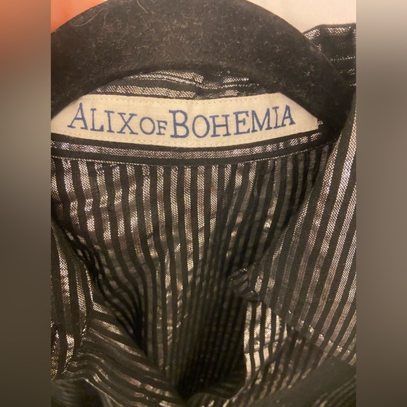 Alix of Bohemia Emery Moonlight Long Sleeve Silver Metallic Stripe Size Small - Picture 6 of 8